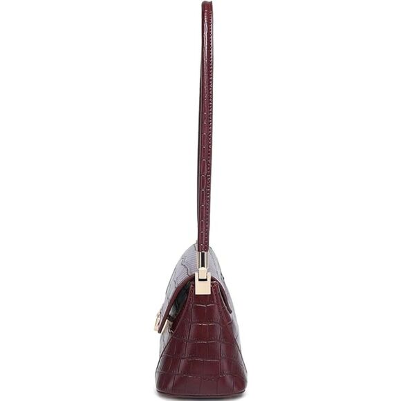 Women Crocodile Wine Red Imported Vintage Retro Classic Cute Mini Tote Bags - Picture 2 of 4